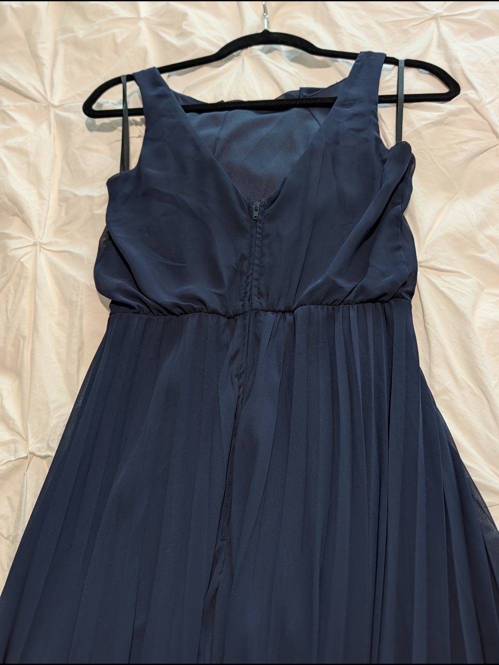 B Darlin Navy Pleated Maxi Dress/Gown - Picture 4 of 5